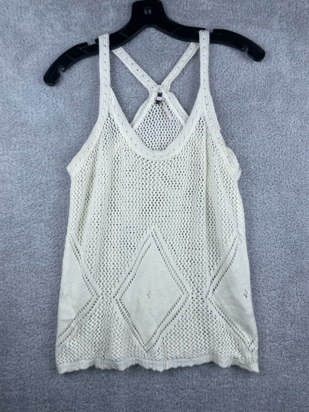 Lightweight Cream Crochet Tank Top - Women's Sleeveless Knit